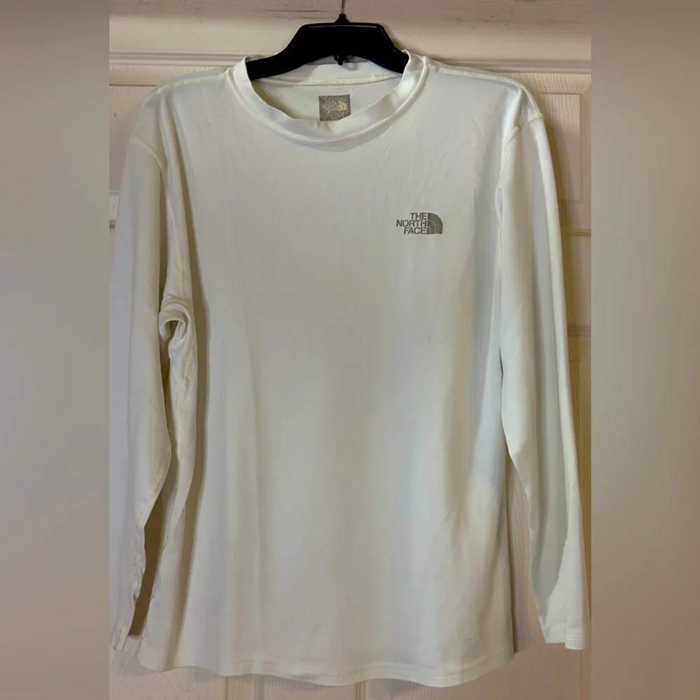 EUC‎ The North Face Unisex Classic White Polyester Layer long sleeves Tee Size M